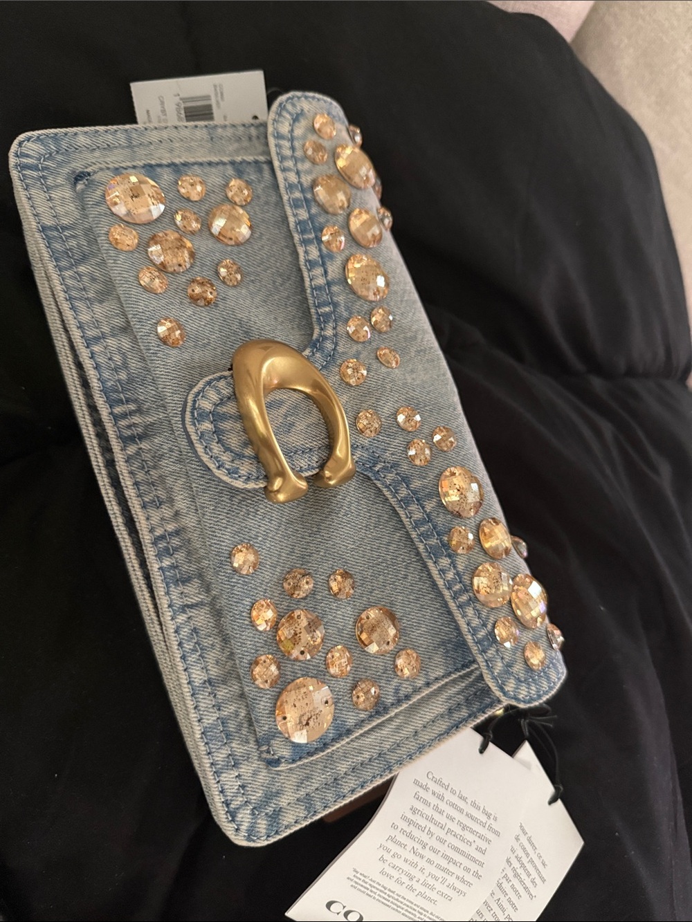 Coach Tabby Shoulder Bag 26 in Light Blue Denim with Gold Accents - Picture 5 of 8